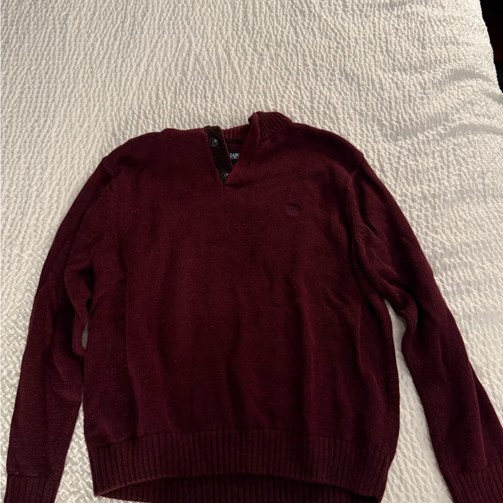 Chaps Red V-Neck Sweater Classic Knit